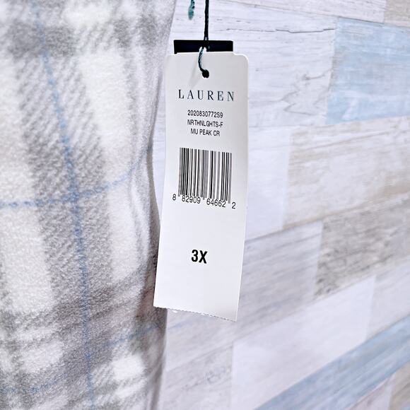 Lauren Ralph Lauren Plaid Fleece Vest Jacket Cream Gray LRL Womens Plus Size 3X - Picture 5 of 6